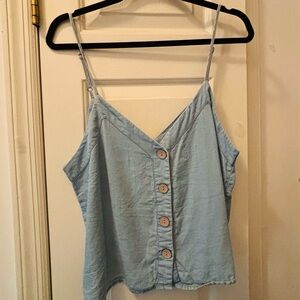 Light Blue Button-Up Denim Top